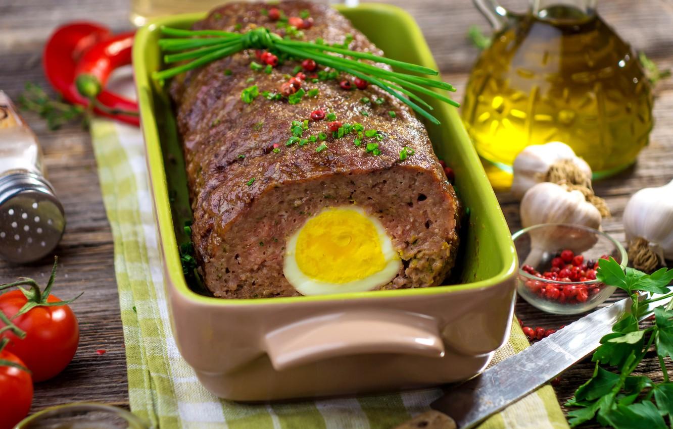 1332x850 Wallpaper egg, oil, tomato, garlic, meat loaf image for desktop, section еда