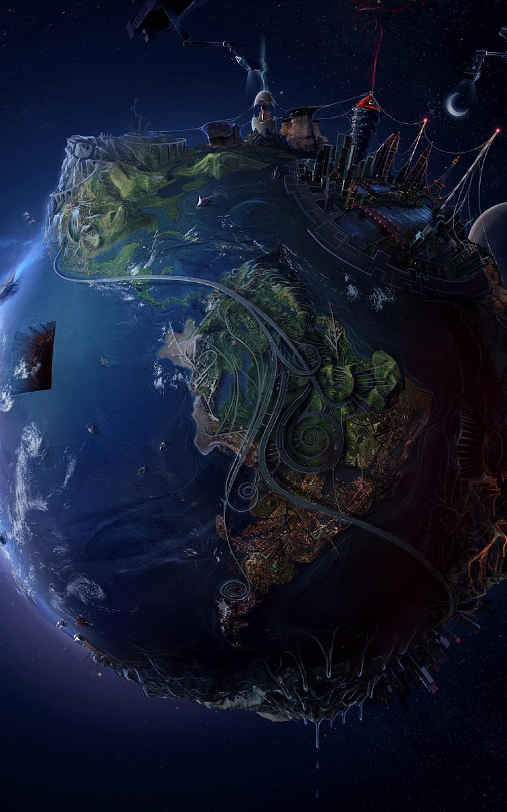 1000x1600 3D Earth View Mobile Wallpaper