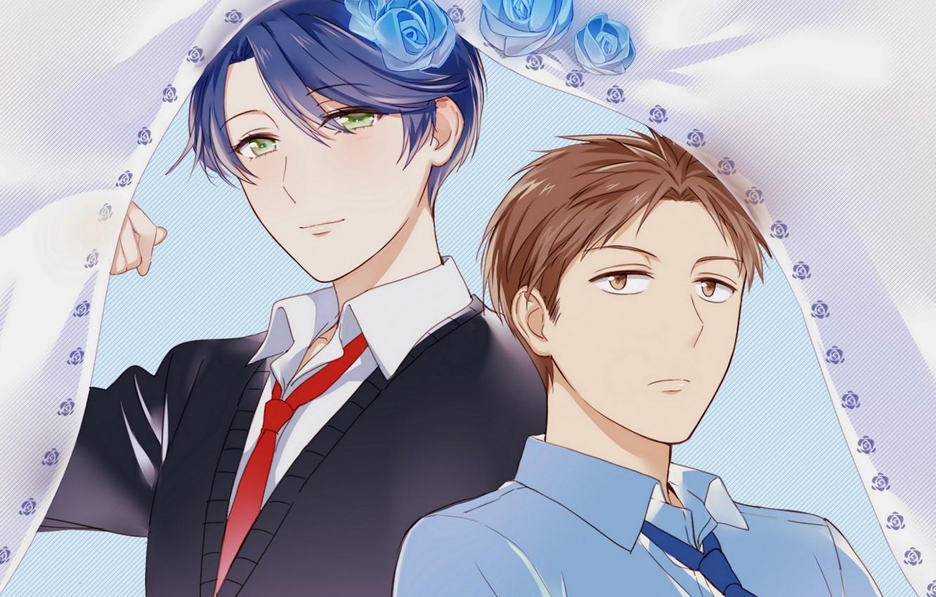 1332x850 Wallpaper Girl, Roses, Anime, Art, Guy, The Gekka Shoujo Nozaki Kun, Nozaki Is The Author Of Shojo Manga Image For Desktop, Section сёдзё