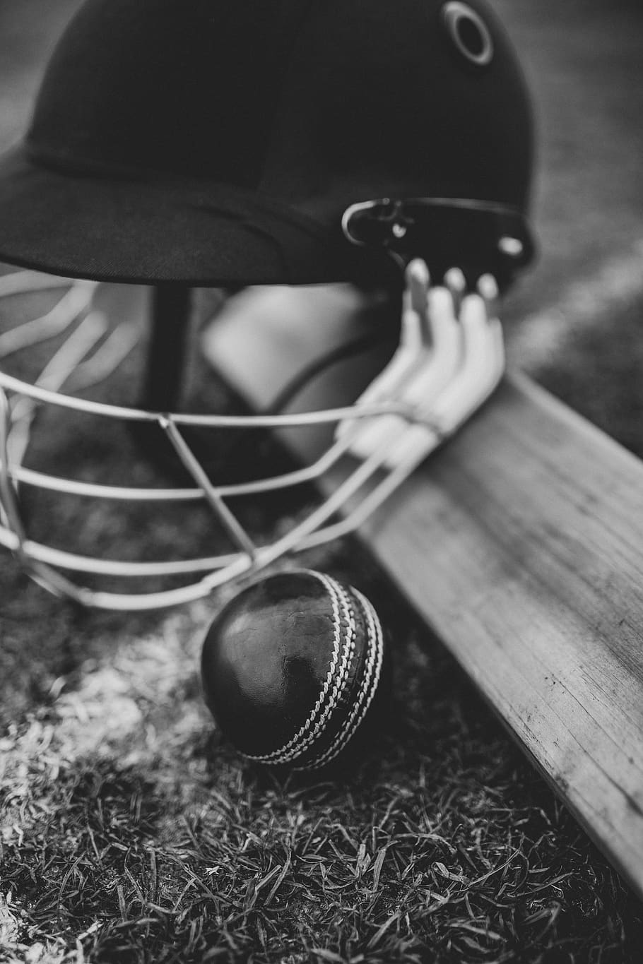 910x1365 Grayscale Photo Of Batting Helmet, Ball, Black And