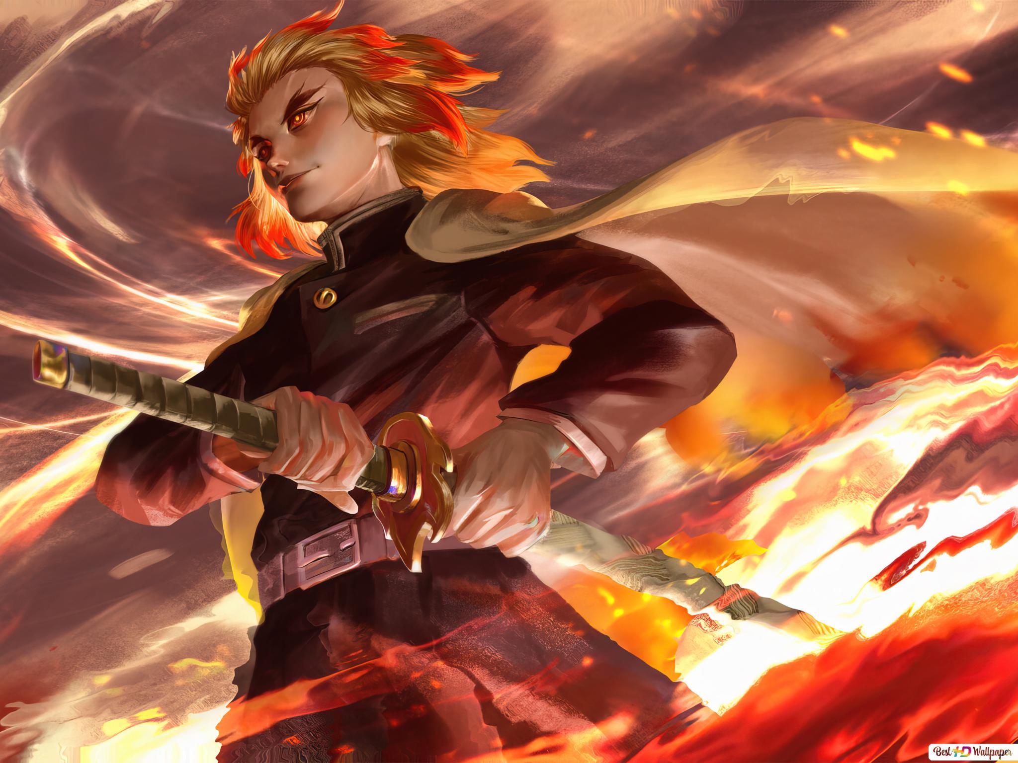 Kyojuro Rengoku Kimetsu no Yaiba Flame Hashira HD 4K Wallpaper #6.3048