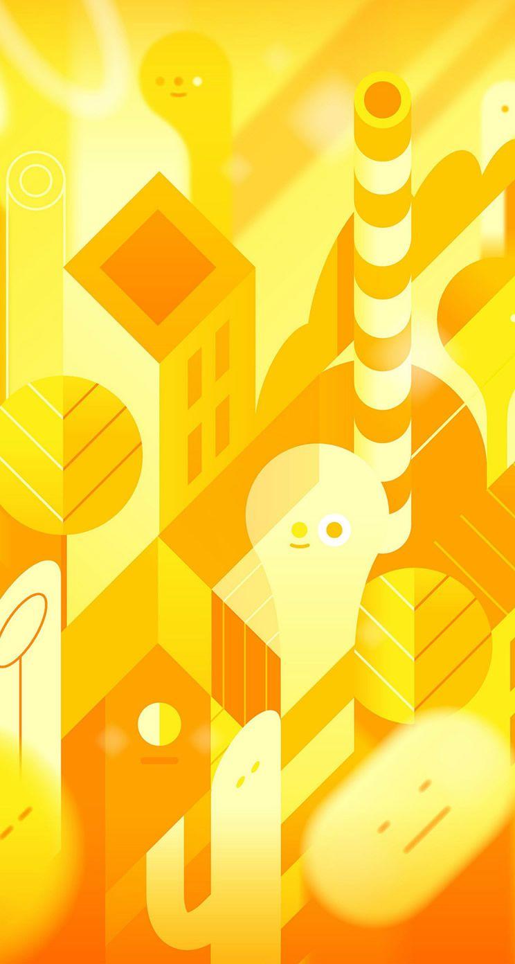 744x1392 Android Lollipop Yellow Cute Illust Pattern iPhone se Wallpaper