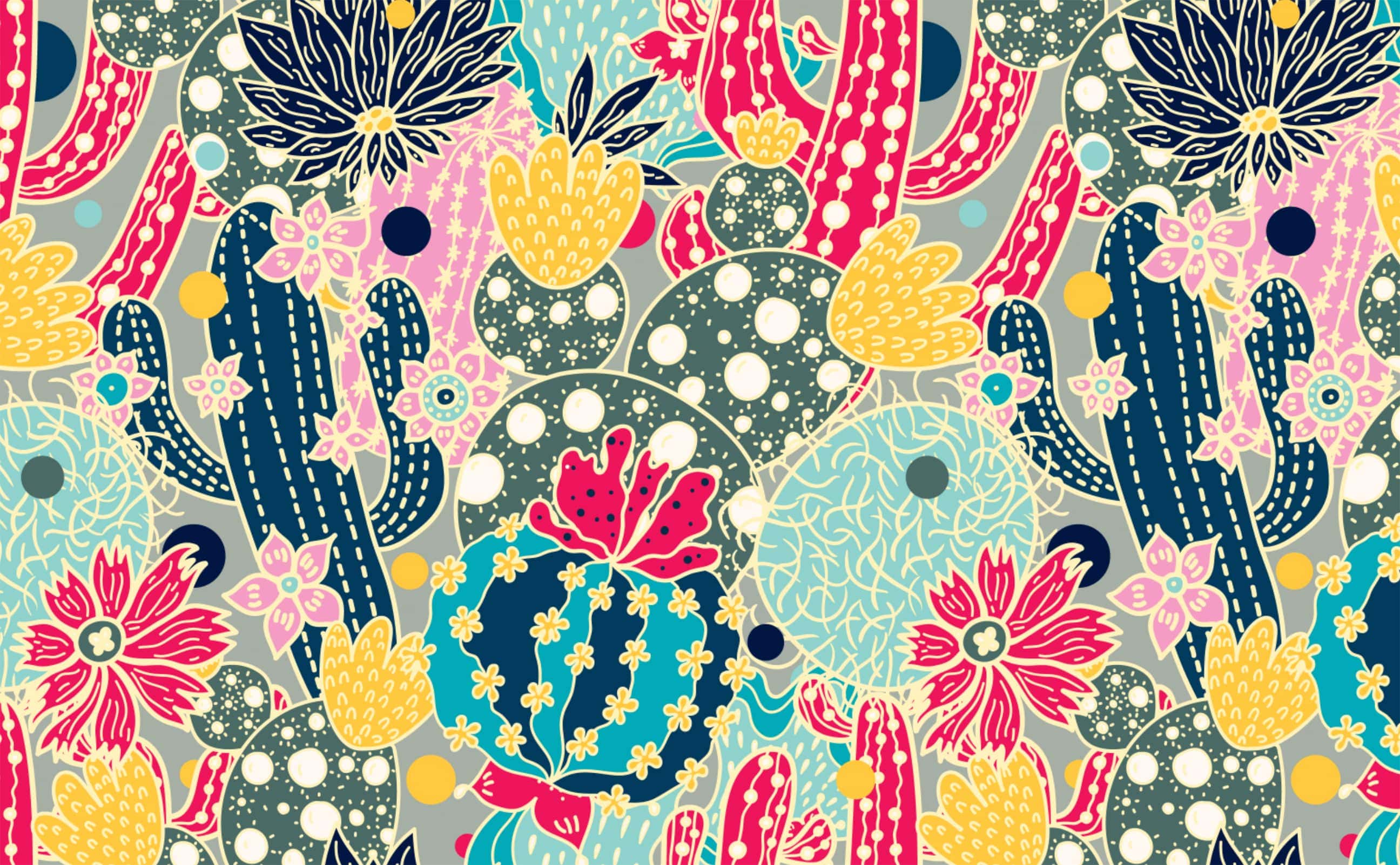 2592x1602 Vibrant cactus Central American colorful botanical Wallpaper for Walls