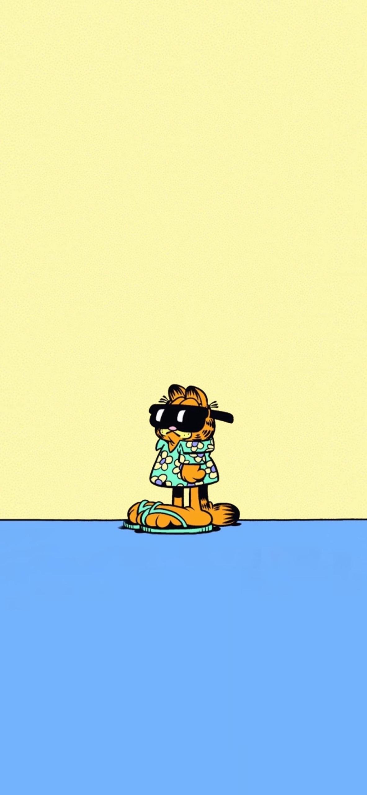 1183x2560 Summer Garfield Comic Minimalist Wallpaper For Tech