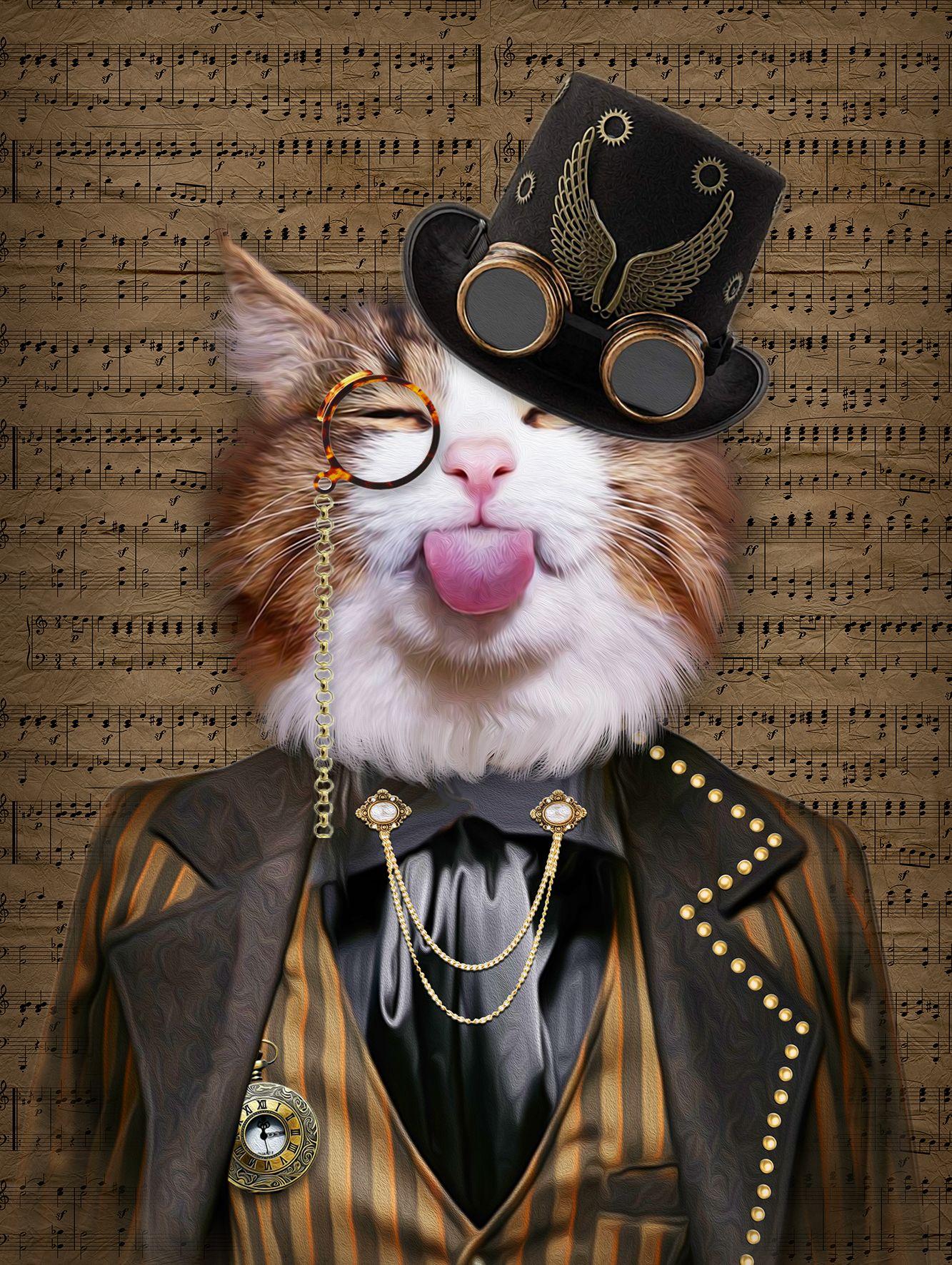 1333x1772 steampunktendencies #steampunk #whimsical. Cute animal drawings, Funny cute cats, Silly animals