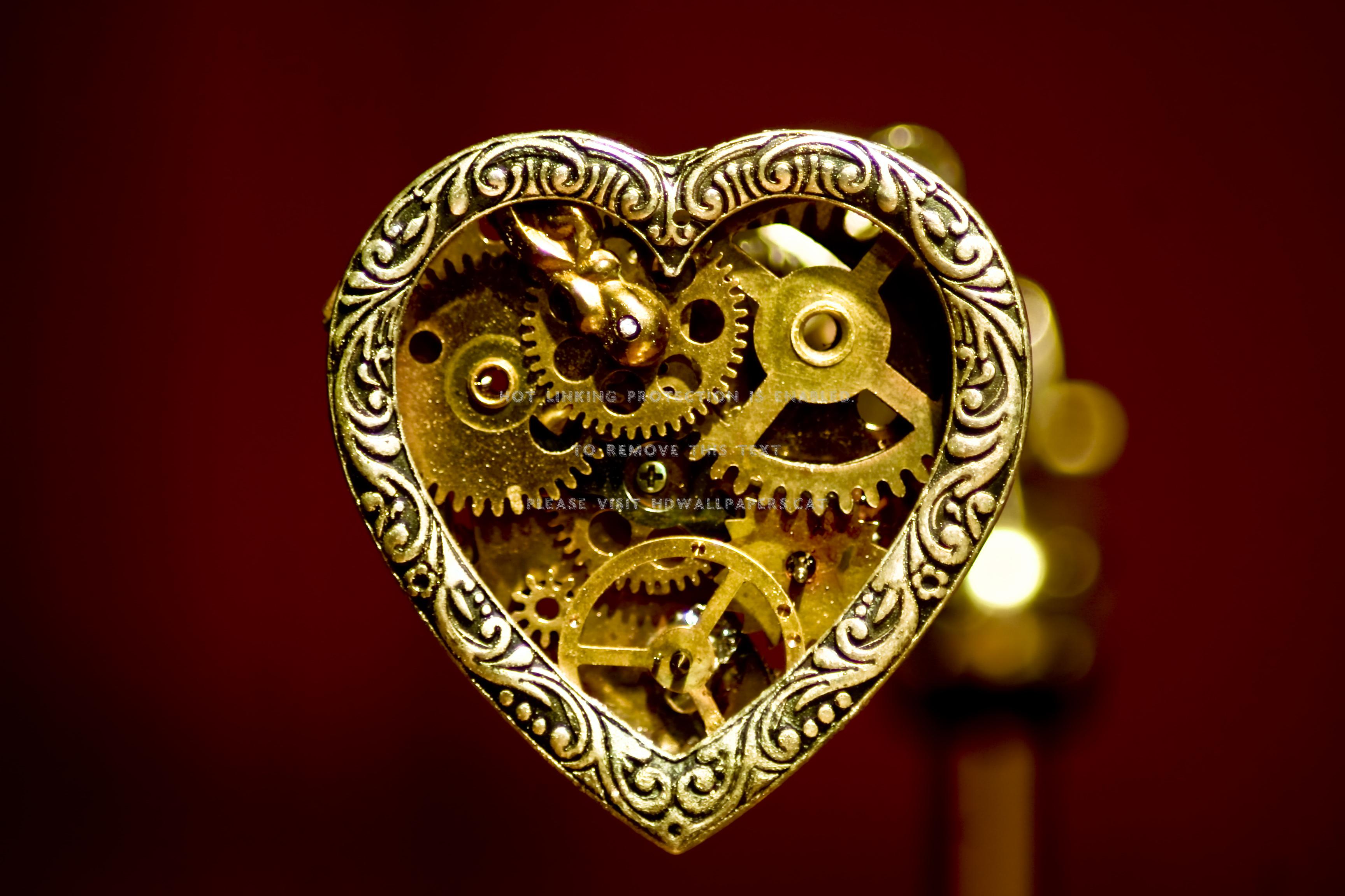 3456x2304 mechanical love heart punk steampunk gears