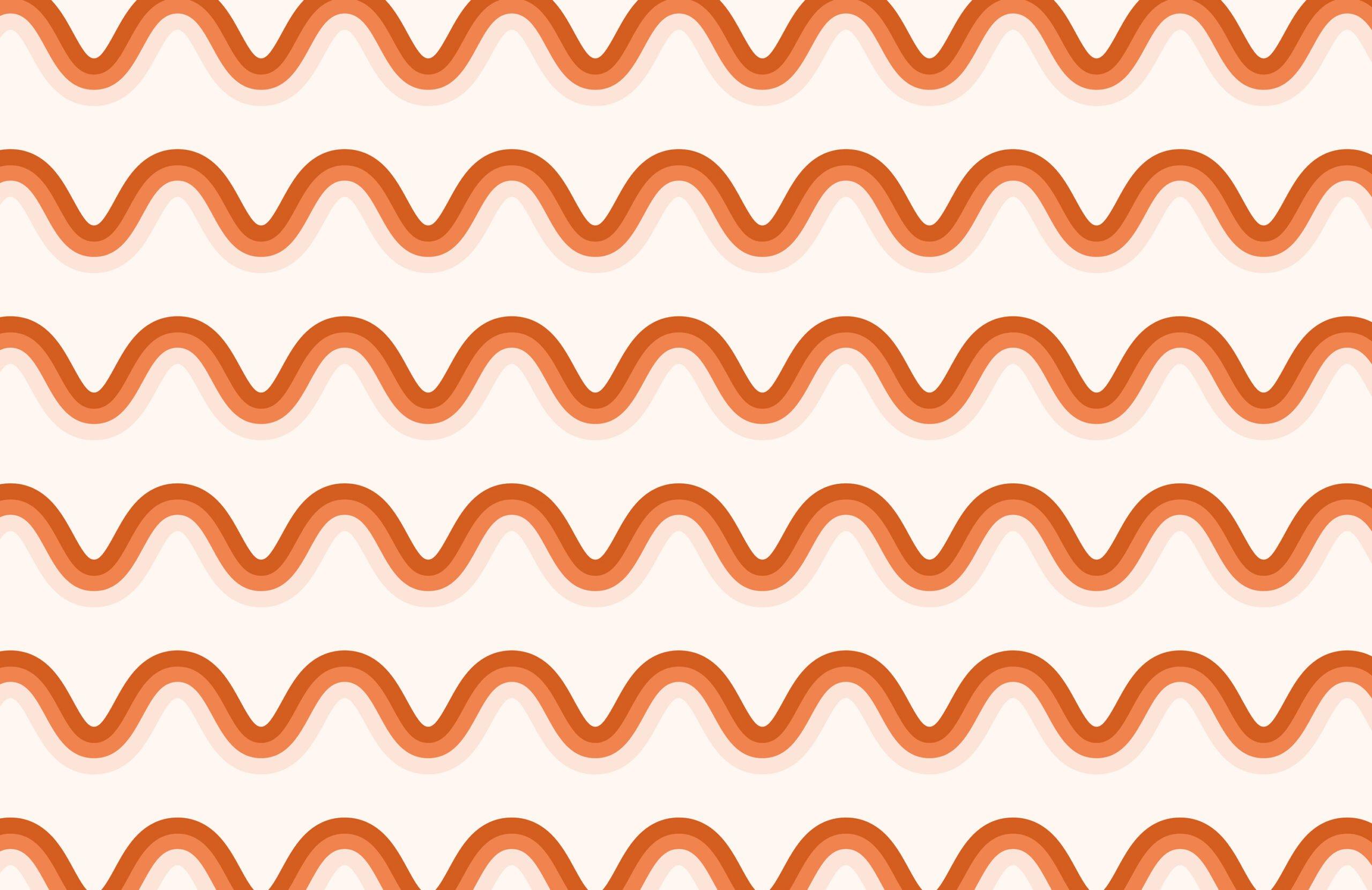 2560x1661 Terracotta Orange 70's Retro Wave Repeat Pattern Wallpaper