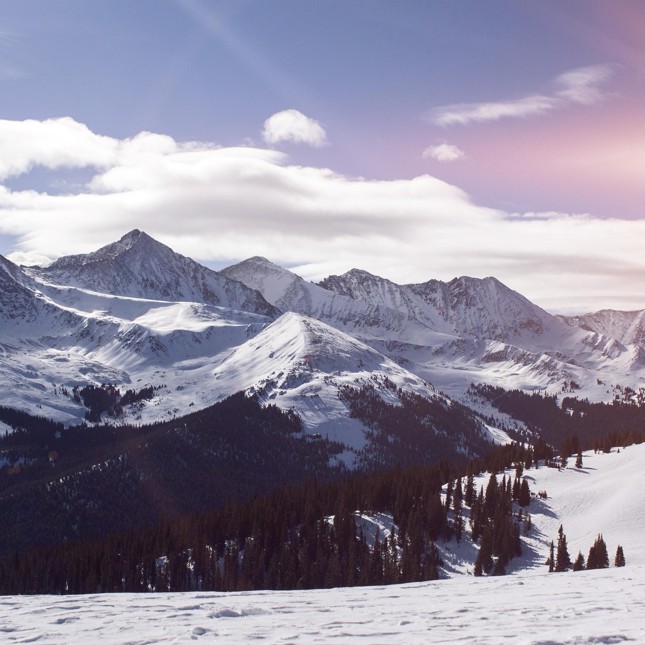 2048x2048 Snow Mountain Winter Sky Blue Nature Flare Wallpaper