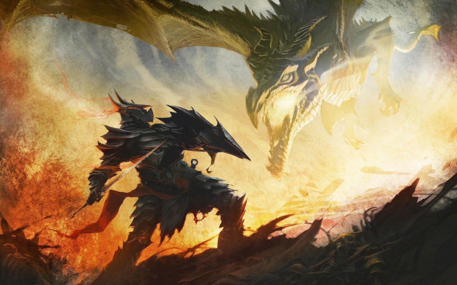 1920x1200 Download 1920x1200 Skyrim Elder Scrolls, Dragon, Knight, Armored