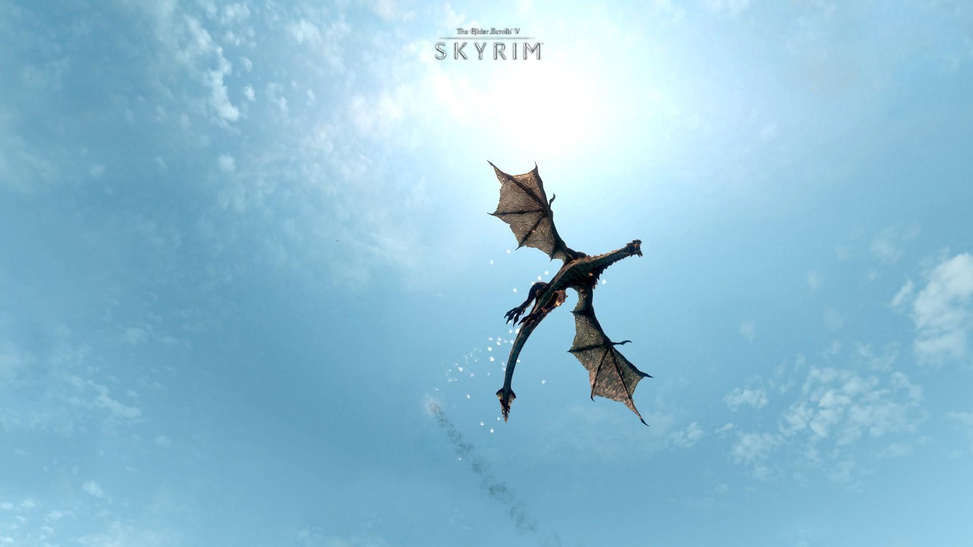 1920x1080 Wallpaper The Elder Scrolls V: Skyrim flying dragon The Elder