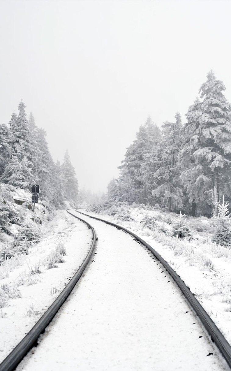 757x1214 Beautiful snow covers railway Wallpaper