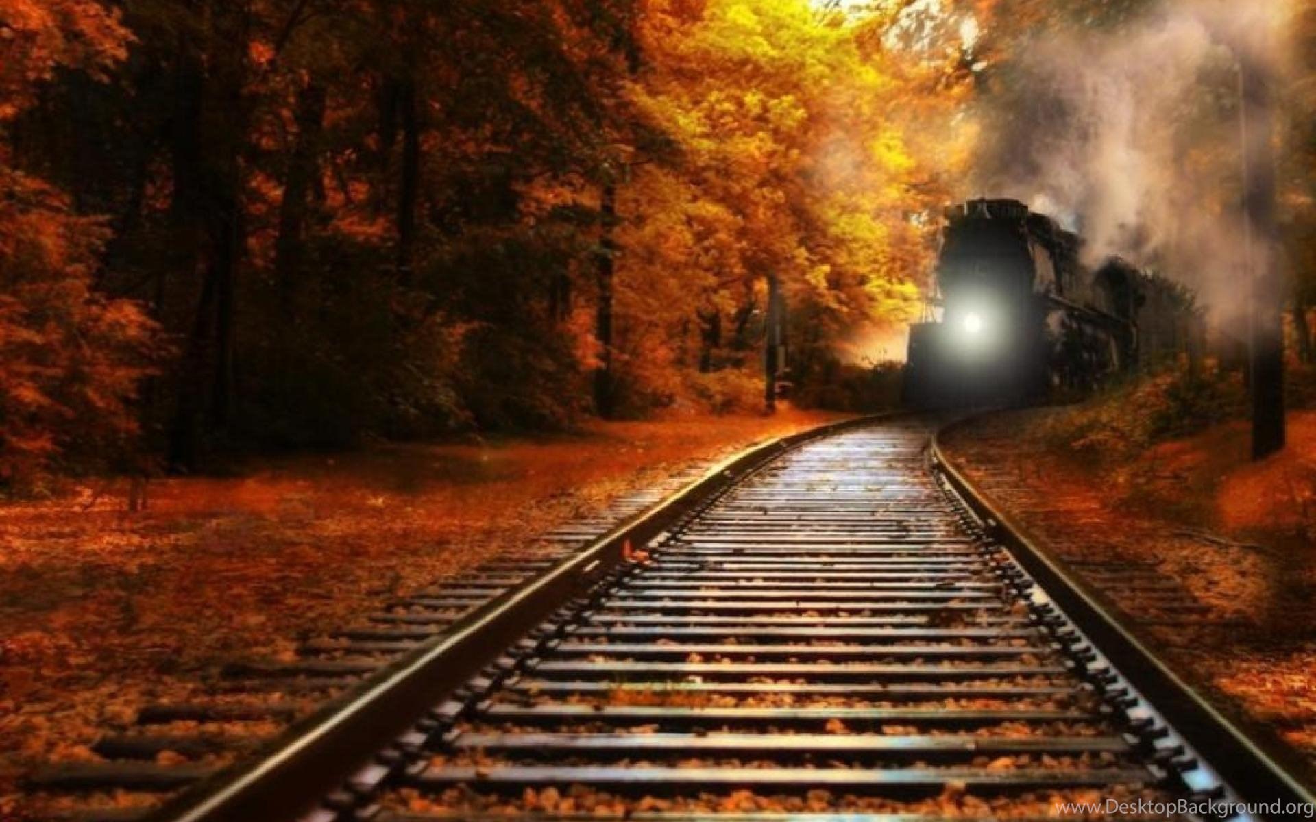 1920x1200 Nature Trains Railroad Tracks Railway Wallpaper Desktop Background