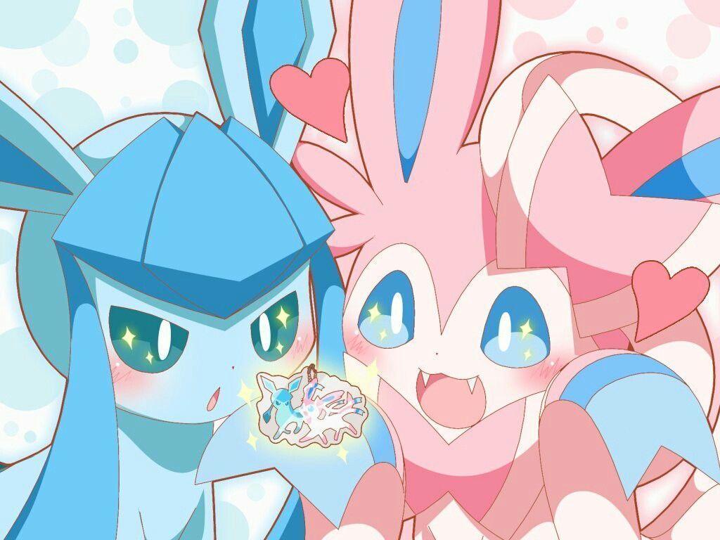 1024x768 Sylveon And Glaceon Wallpaper
