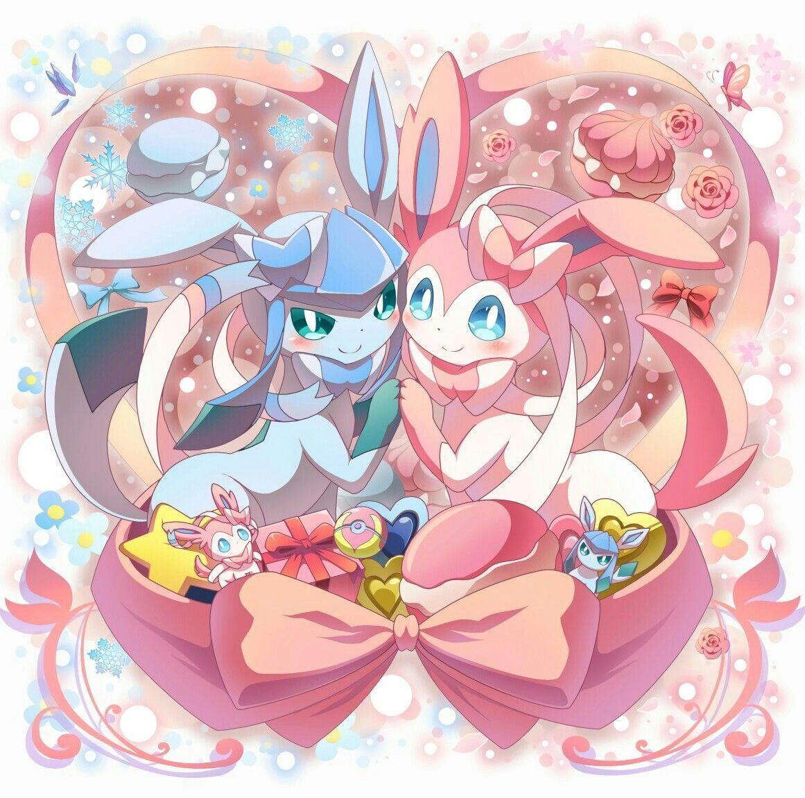 1161x1150 Sylveon And Glaceon Wallpaper