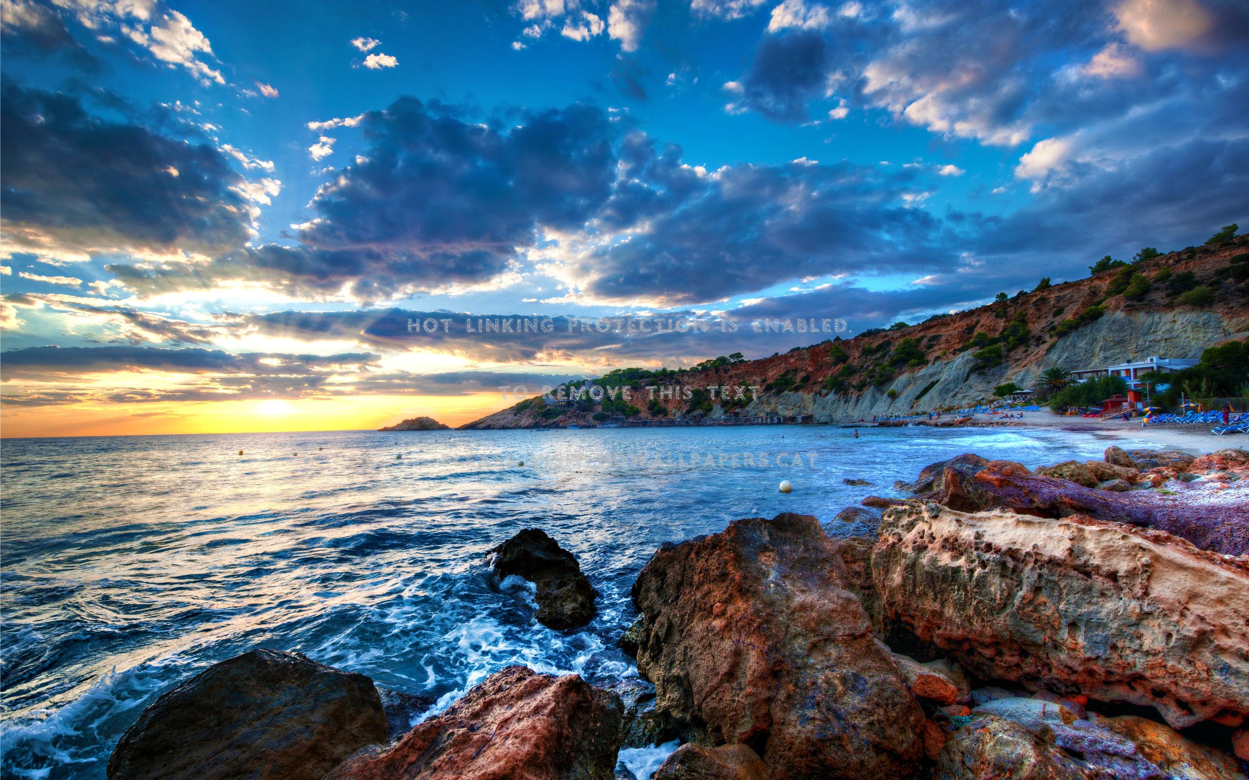 2560x1600 sunset in ibiza view lovely spain sunbeams