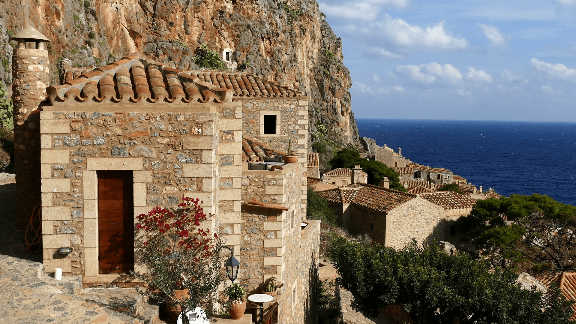 1920x1080 Houses in the village Monemvasia Greece Stock Video Footage