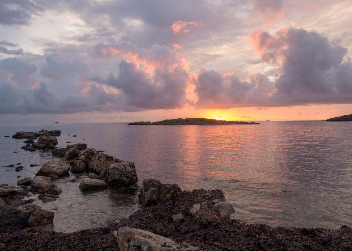 1200x857 Ibiza beach sunset ocean' Poster