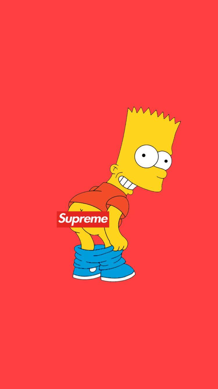 750x1334 simpson supreme wallpaper, cartoon, red, illustration, fictional character, animation, clip art, graphic design, art