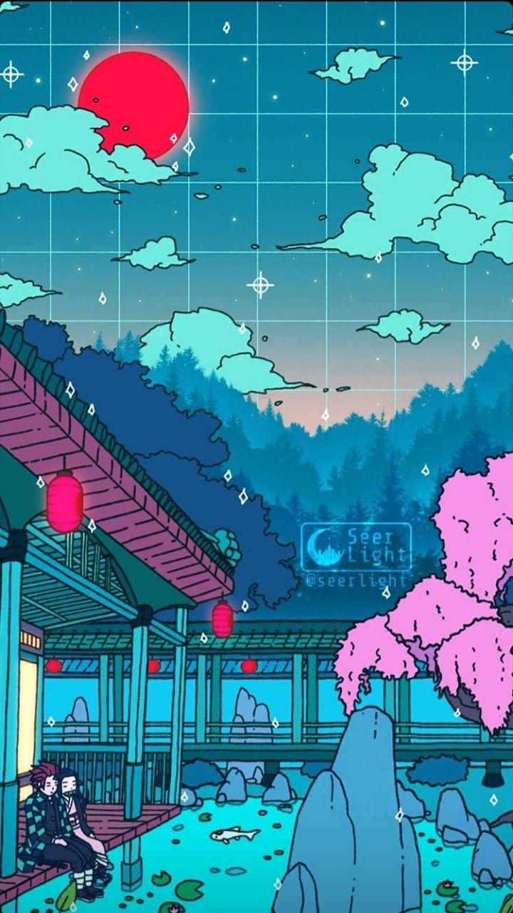 720x1280 seerlight. Vaporwave wallpaper, Anime scenery wallpaper, Anime wallpaper iphone