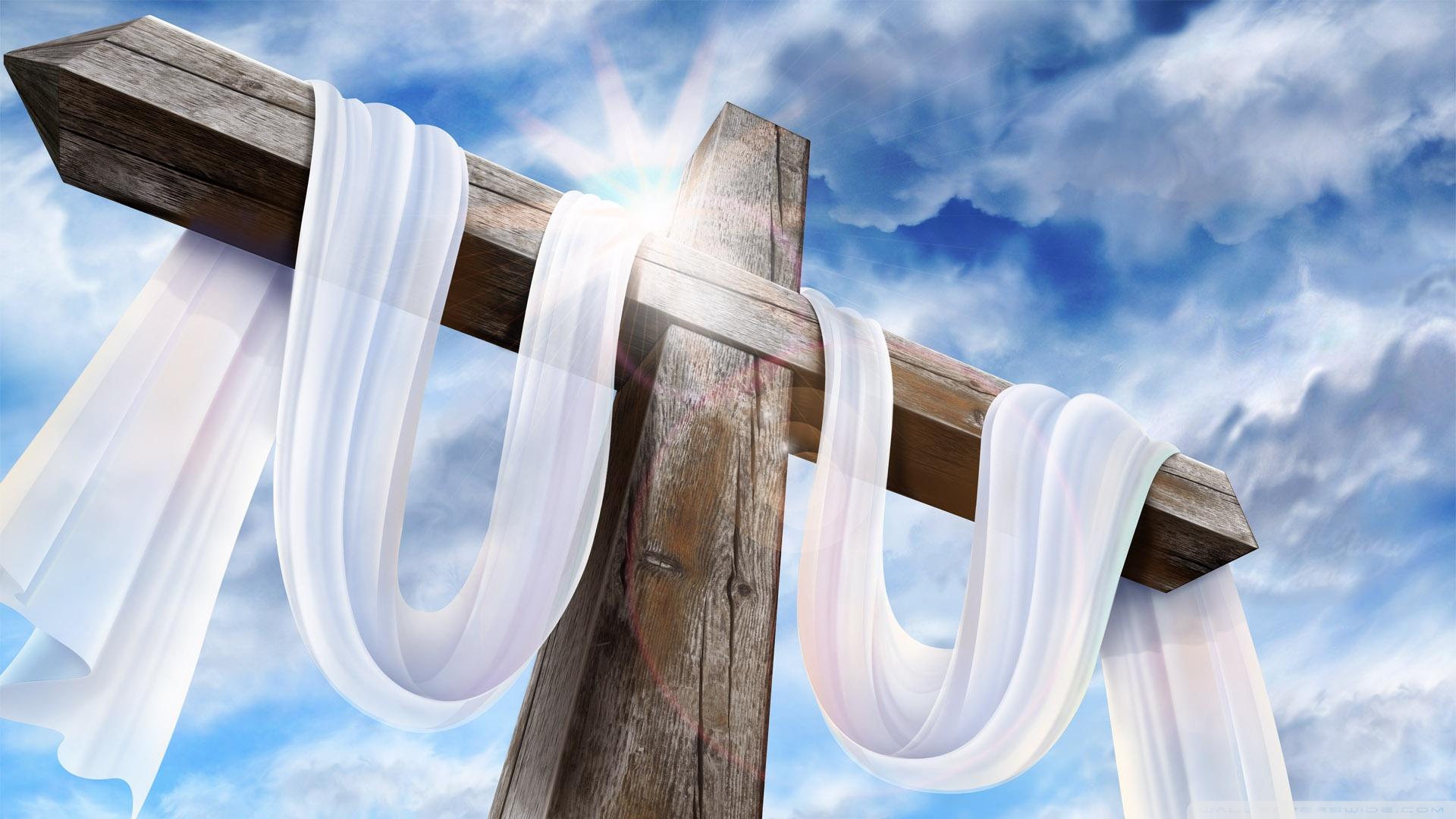 1920x1080 Easter Cross Wood White Sky Blue Religious Christian Wallpaper:1920x1080