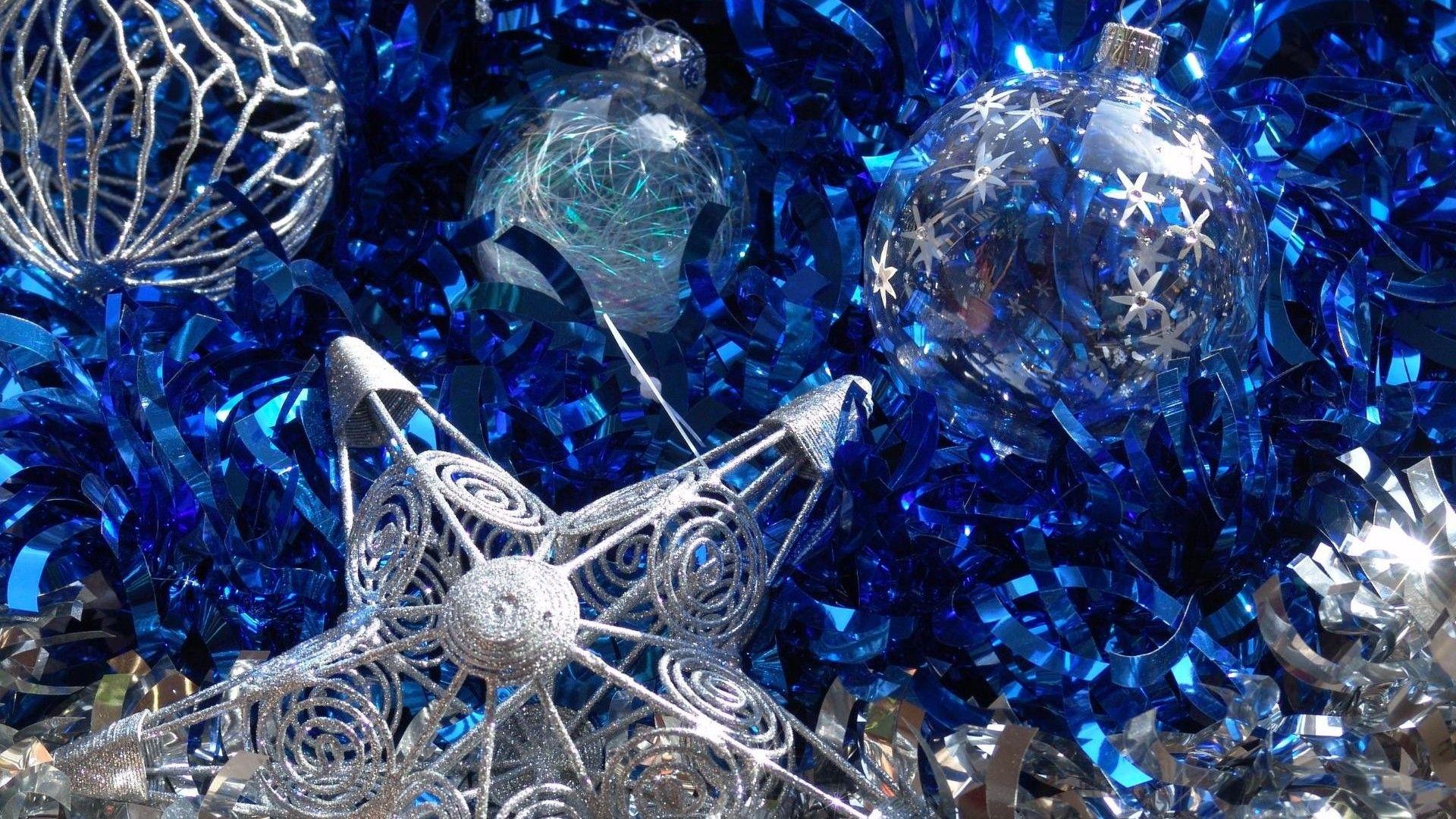 1920x1080 Blue And Silver Christmas Tree Wallpaper