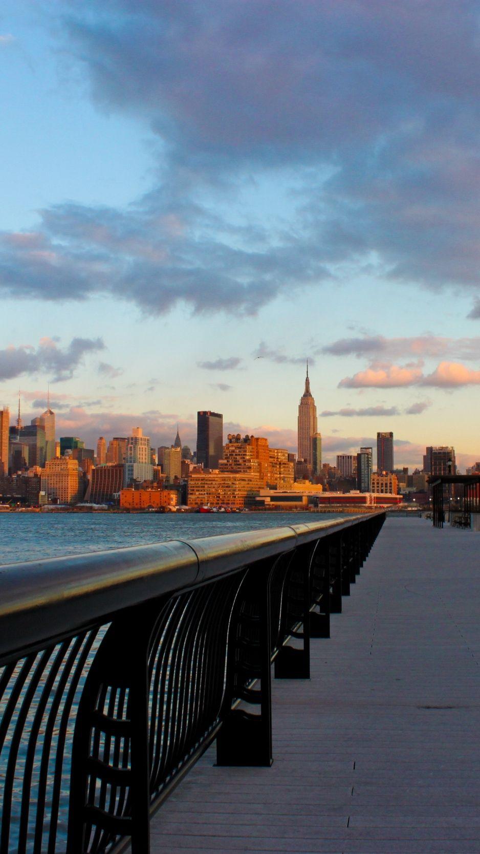 938x1668 Download wallpaper 938x1668 new york, city, night, water, sunset