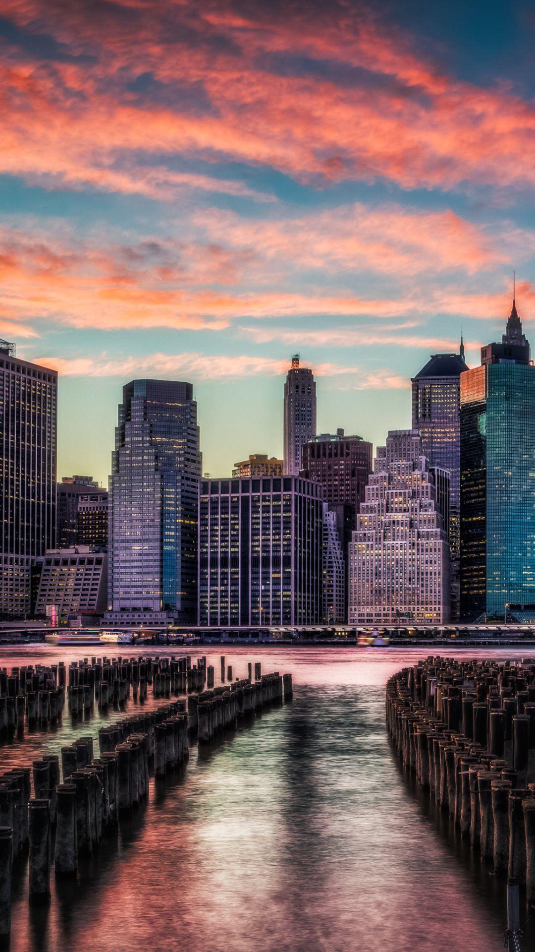 1080x1920 Beautiful Look Up Skyscrapers Sunset iPhone 6 Plus HD Wallpaper