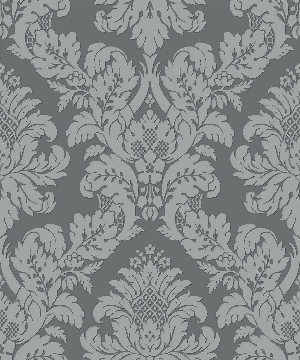 1000x1200 UK10435 Pear Tree Fabric Damask Grey Silver Glitter Wallpaper