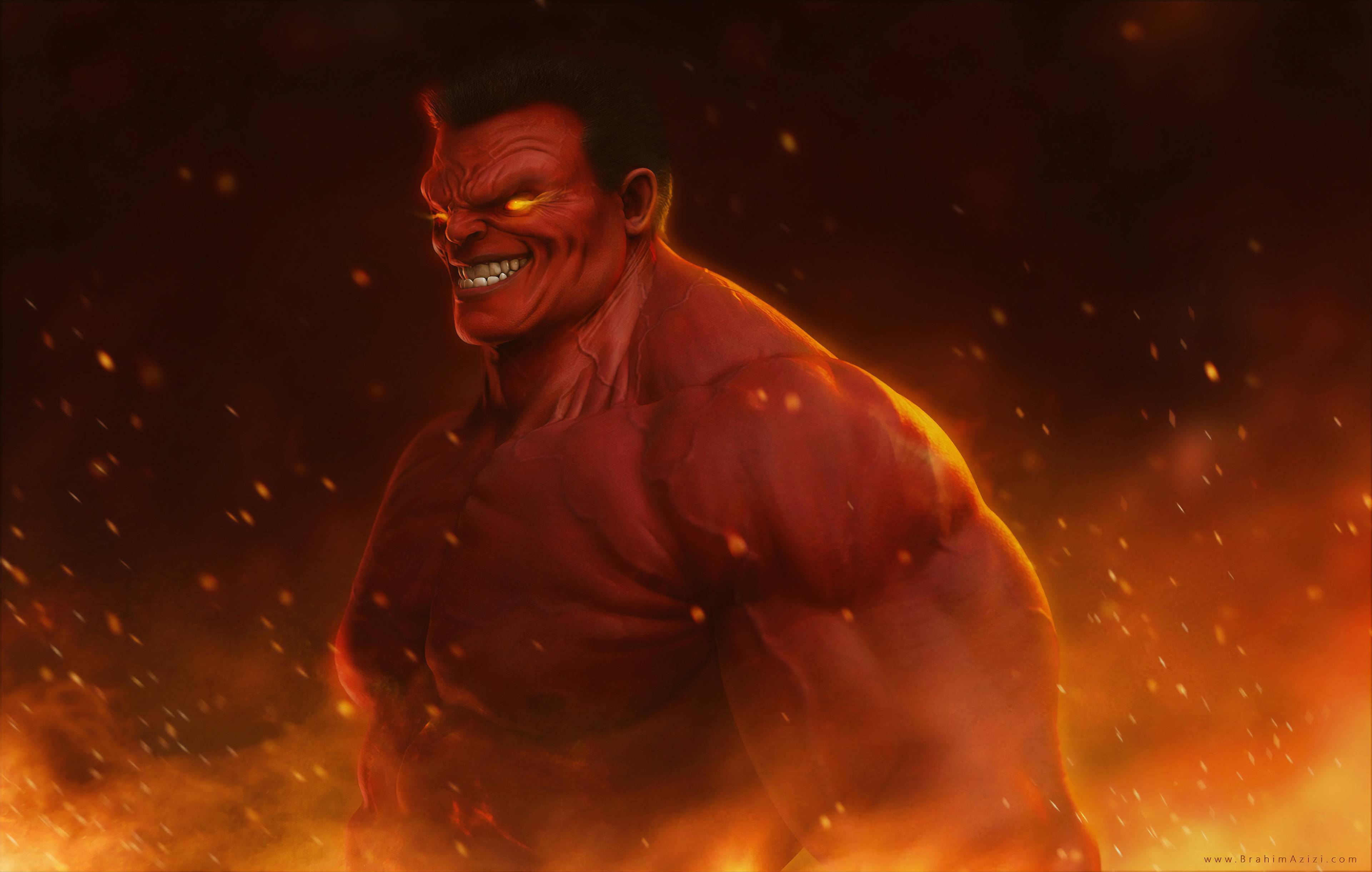 3840x2440 Marvel Red Hulk Art 4K 2560x1024 Resolution Wallpaper, HD Superheroes 4K Wallpaper, Image, Photo and Background