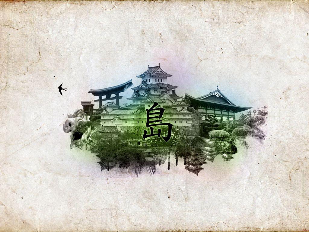 1024x768 Download wallpaper 1024x768 china, culture, building, drawing, paper standard 4:3 HD background