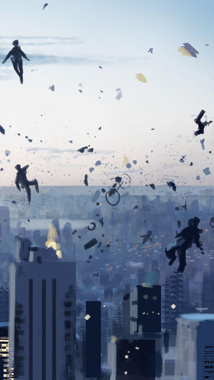 720x1280 Falling world, buildings, new york, cityscape, artwork, 720x1280 wallpaper. Cityscape, City wallpaper, Spiderman drawing