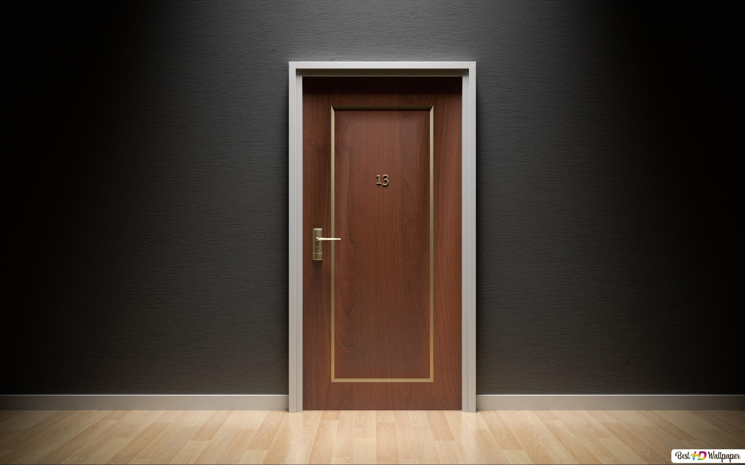 2560x1600 black wall wooden door HD wallpaper download