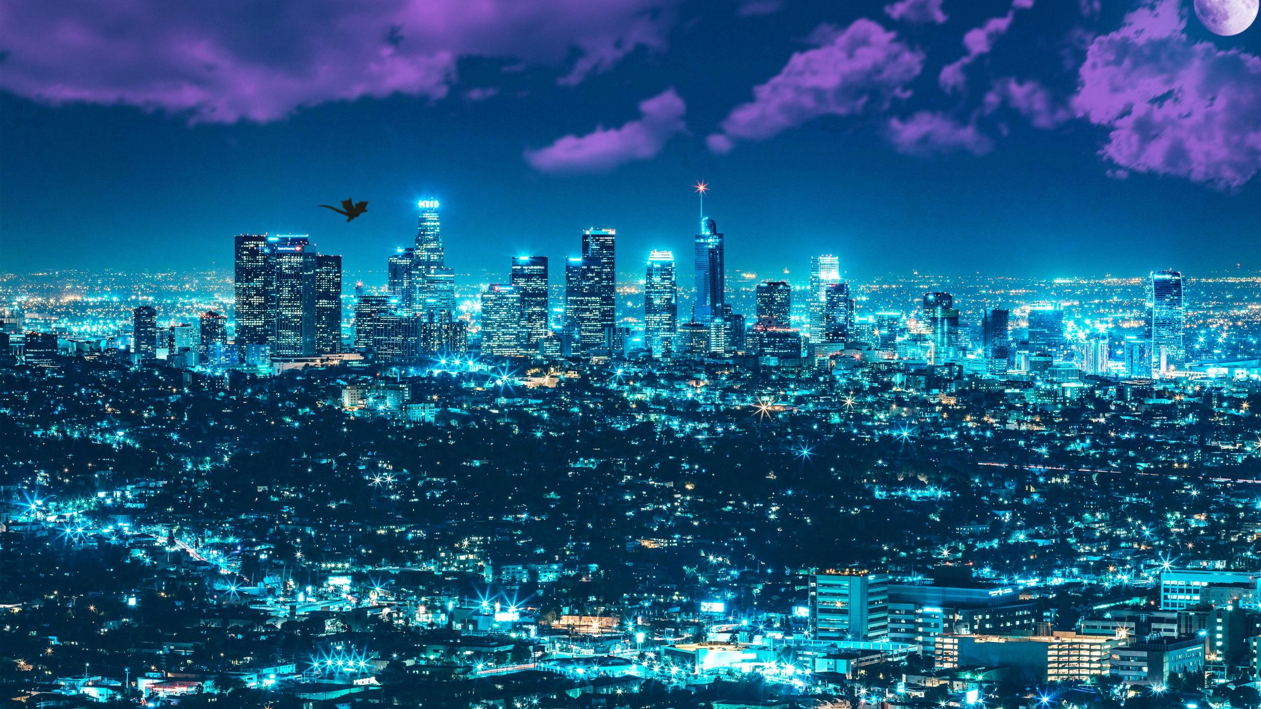 2560x1440 Wallpaper 4k Los Angles Night Cityscape 4K Wallpaper