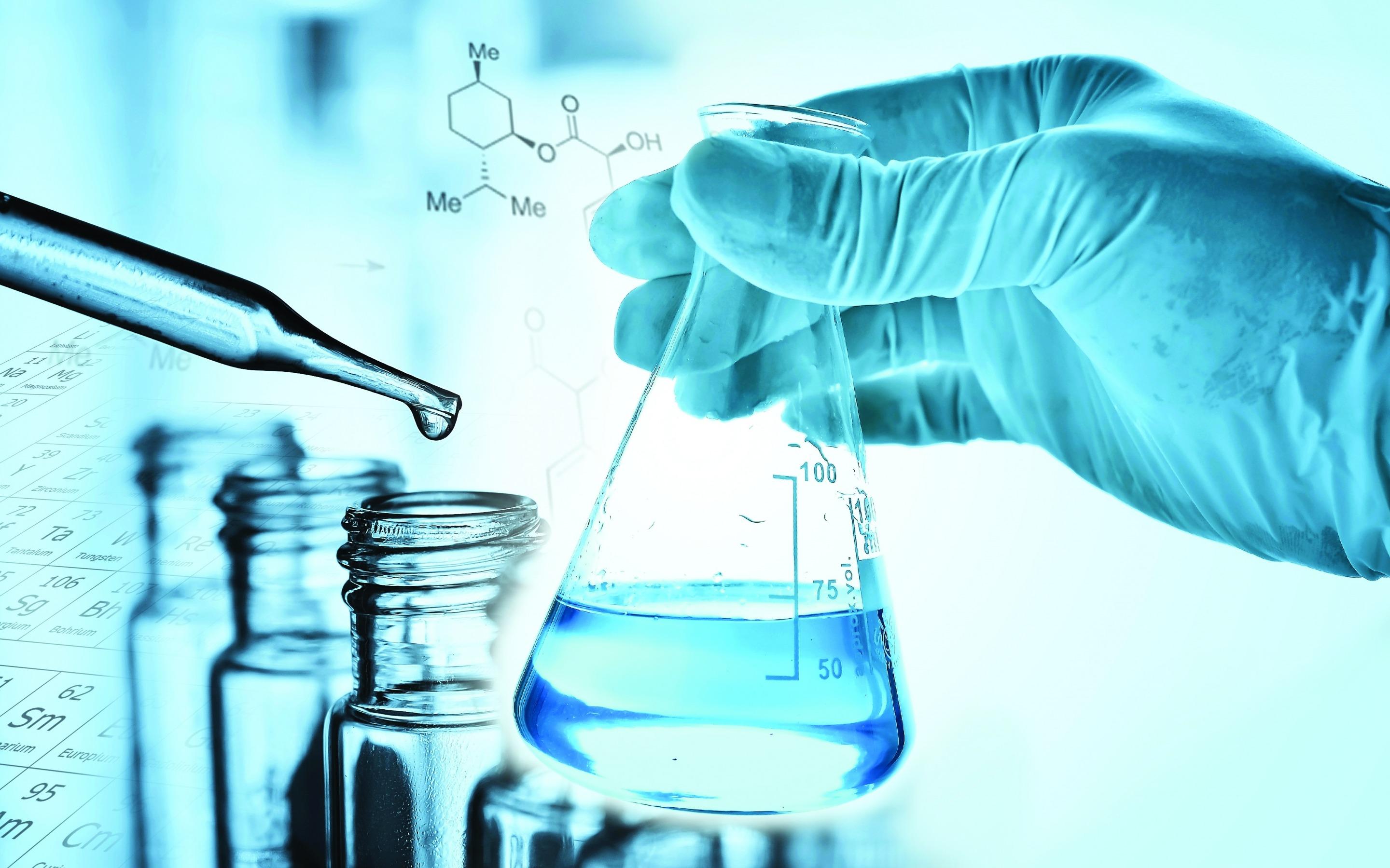2880x1800 Chemistry Concepts, Science, Test Tubes, Formulas, Page Electrophoresis Logo