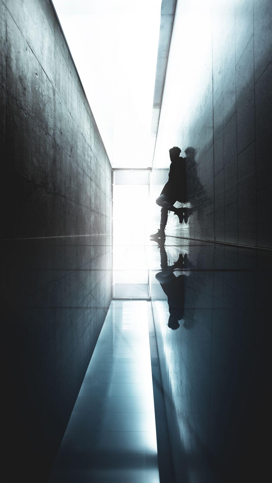 1080x1920 Wallpaper unbreakable, standing, lighting, shadow, shade. Free desktop wallpaper, Beautiful background, Hallway wallpaper