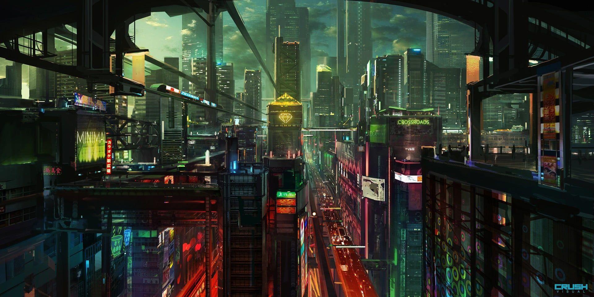 1920x960 Cyberpunk City Wallpaper