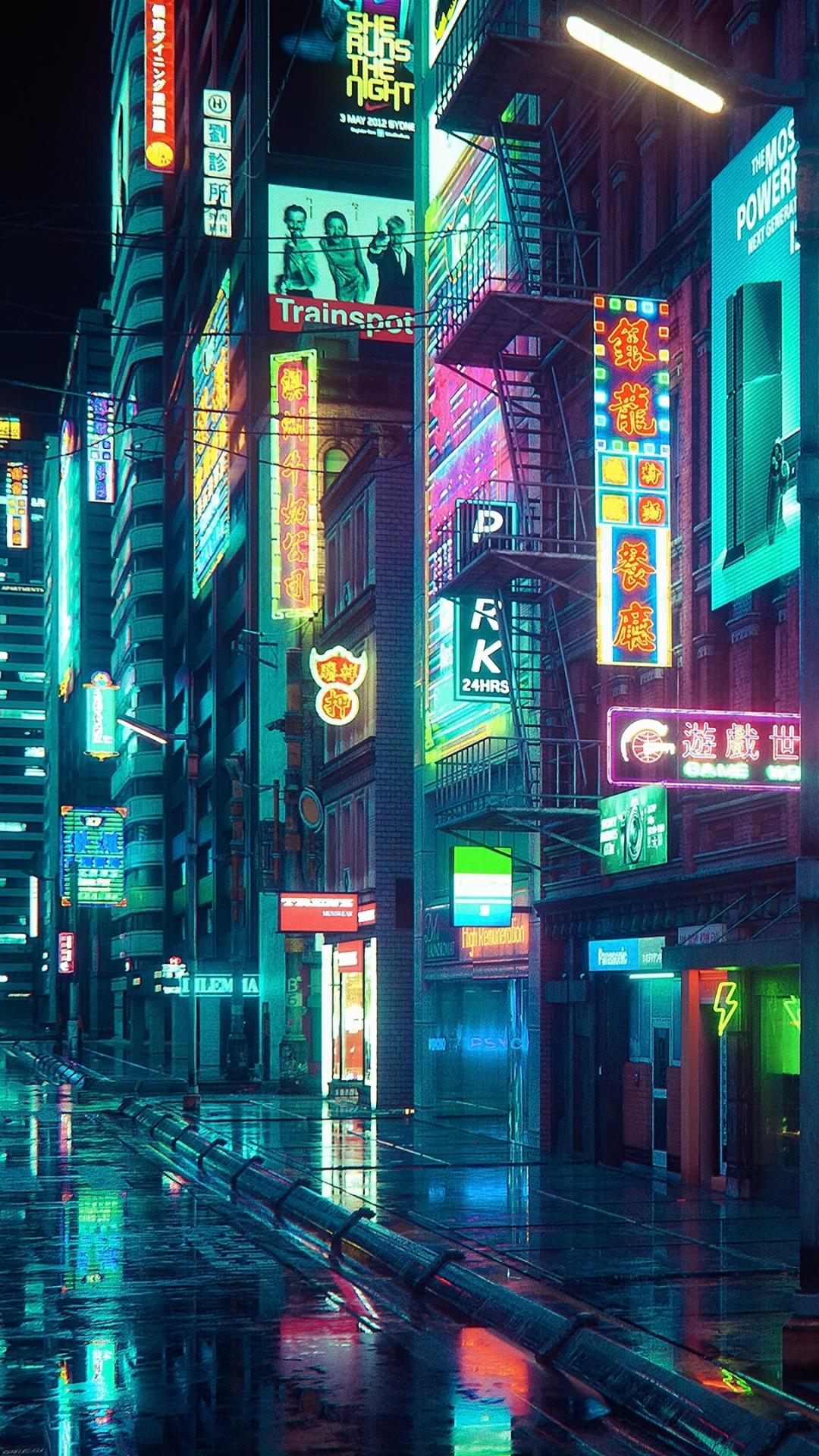 1080x1920 Download cyberpunk, city, buildings, art 1080x1920 wallpaper, 1080p wallpaper samsung galaxy s s note, sony xperia z, z z z htc one, lenovo vibe, google pixel oneplus honor xiaomi