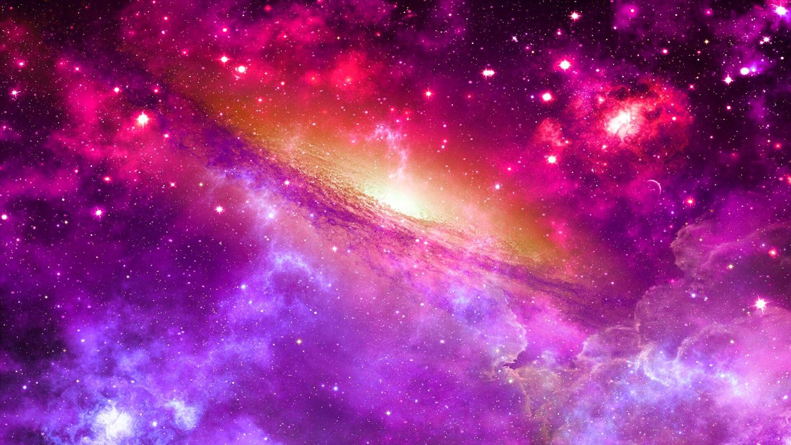 1600x900 Galaxy Through a Nebula