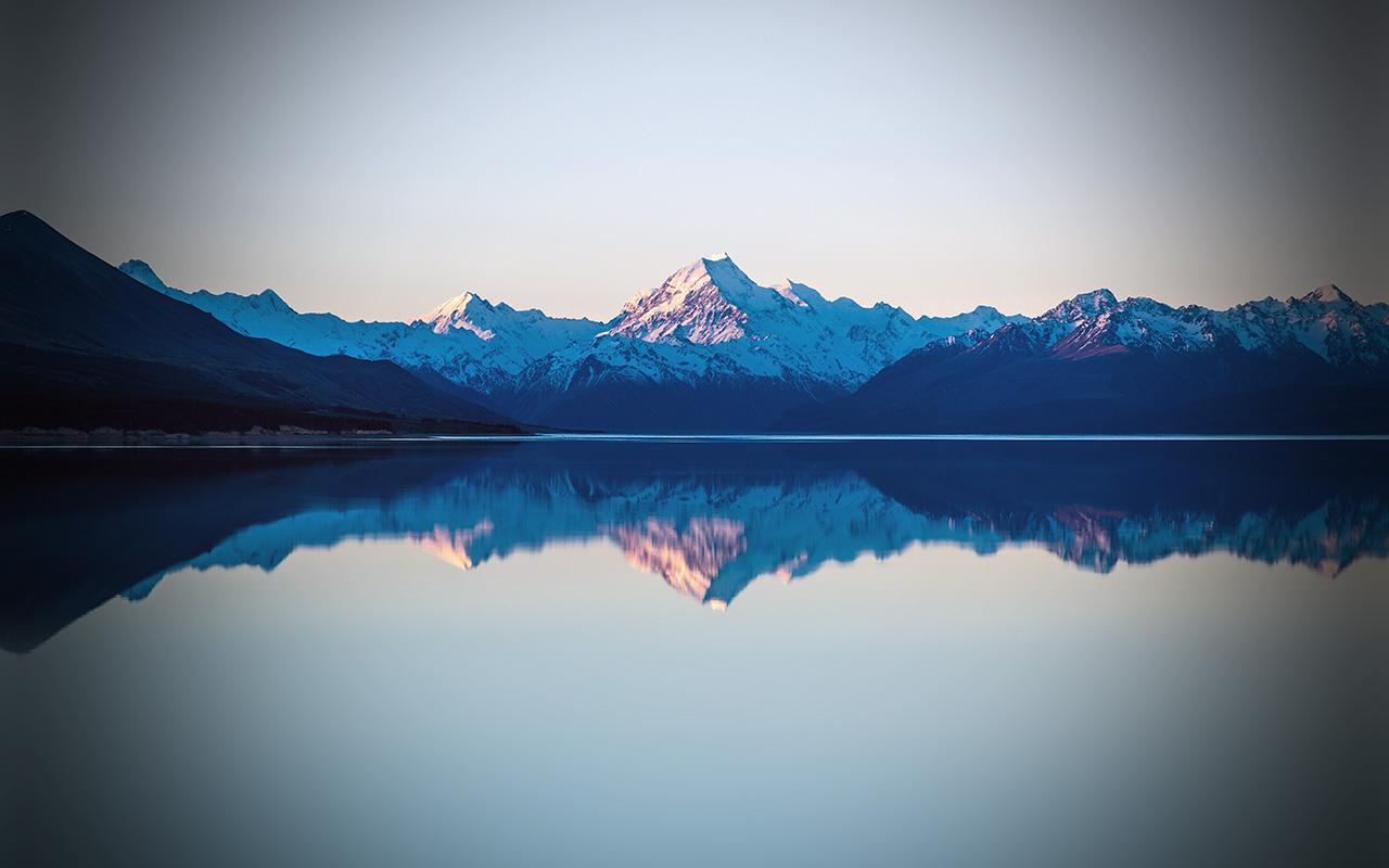1280x800 Reflection Lake Blue Mountain Water River Vignette