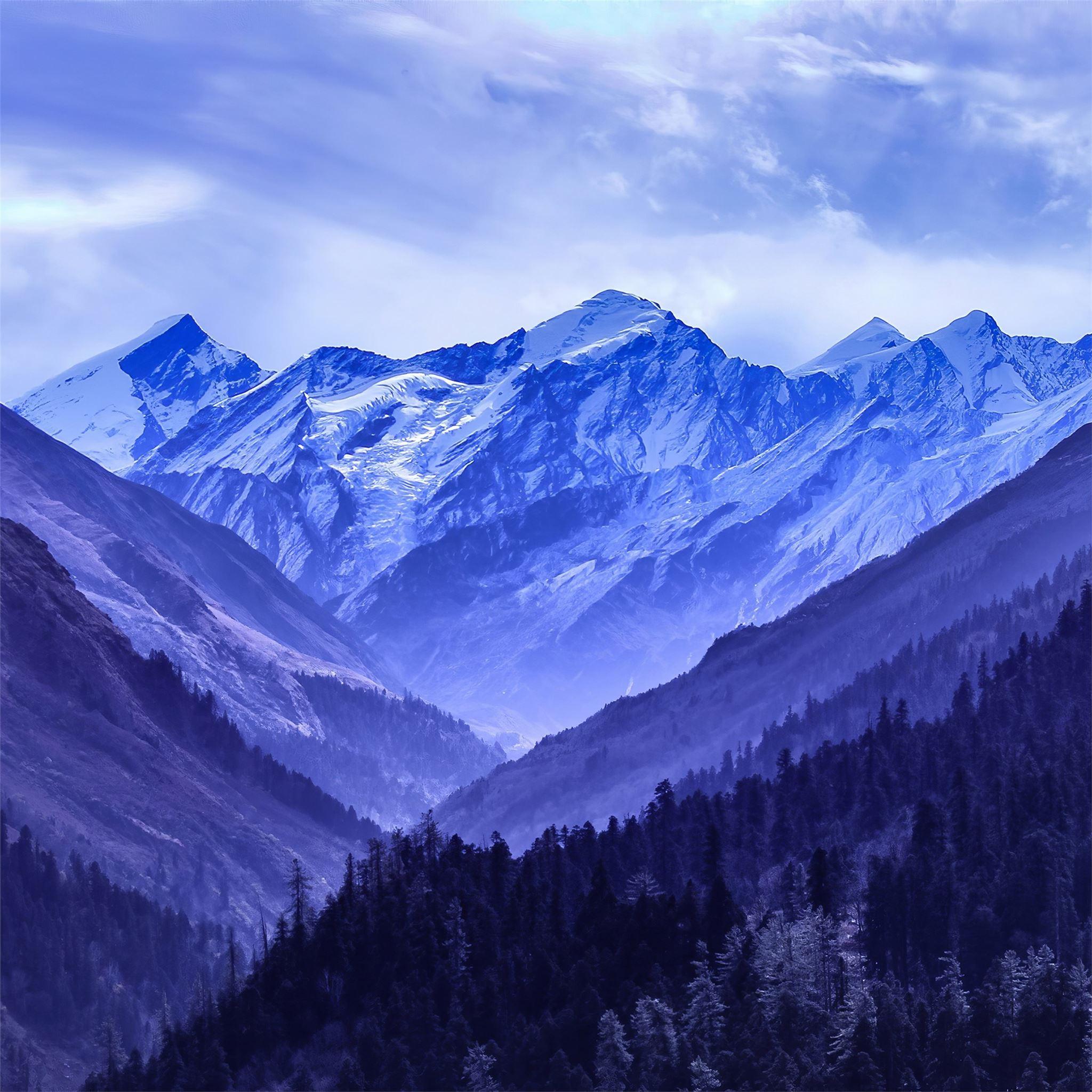 2048x2048 snowy blue mountains 4k iPad Pro Wallpaper Free Download