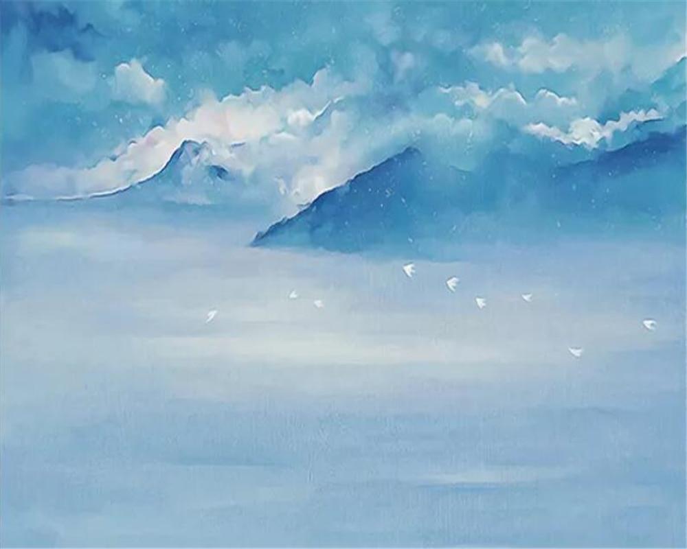 1000x800 Beibehang Custom 3D Wallpaper Modern Abstract Blue Mountain Landscape Art Mural Hallway Children Room Photo Wallpaper tapety. Wallpaper