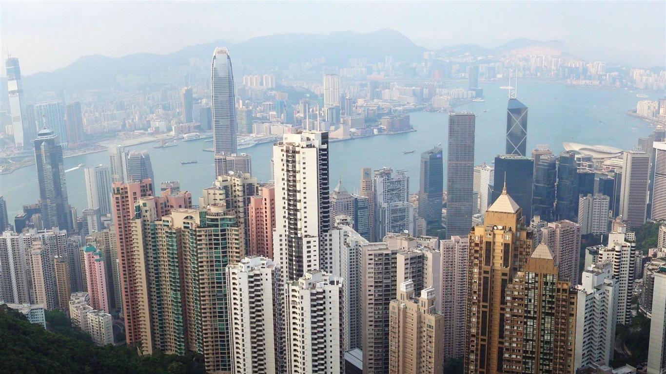 1366x768 Hong Kong Skyline China City Photography Wallpaper