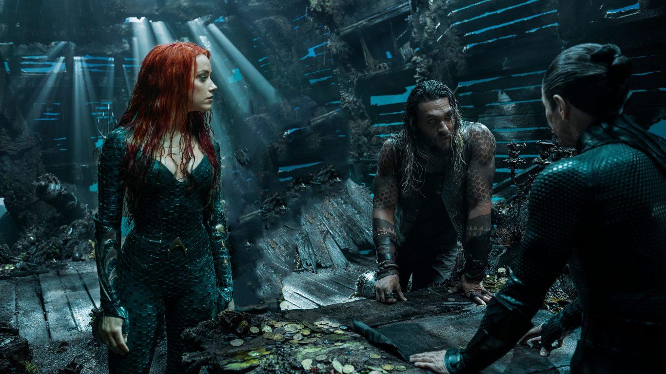 1366x768 5k resolution wallpaper of Amber Heard and Jason Momoa In 2018