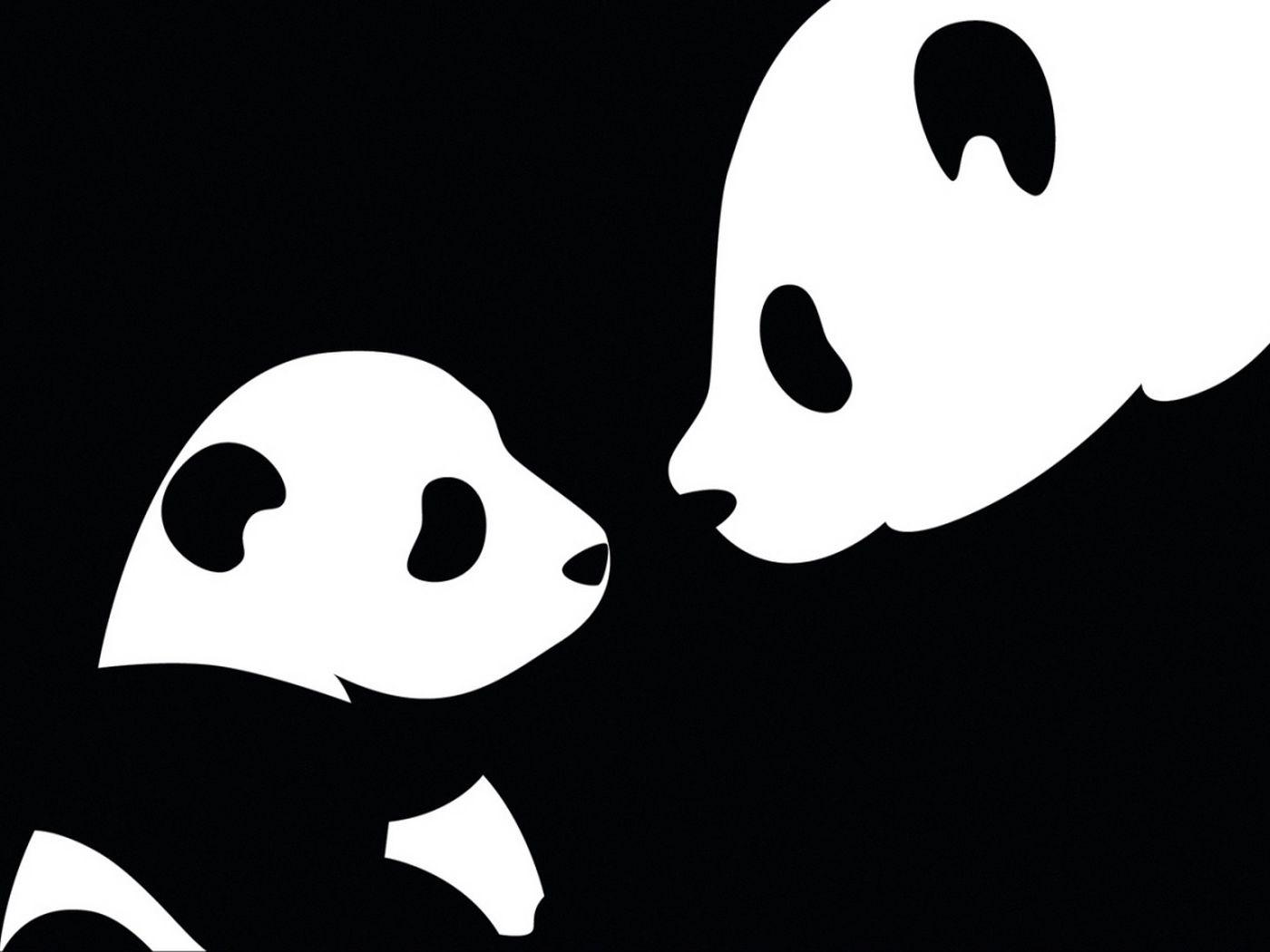 1400x1050 Download wallpaper 1400x1050 panda, drawing, black, white standard 4:3 HD background