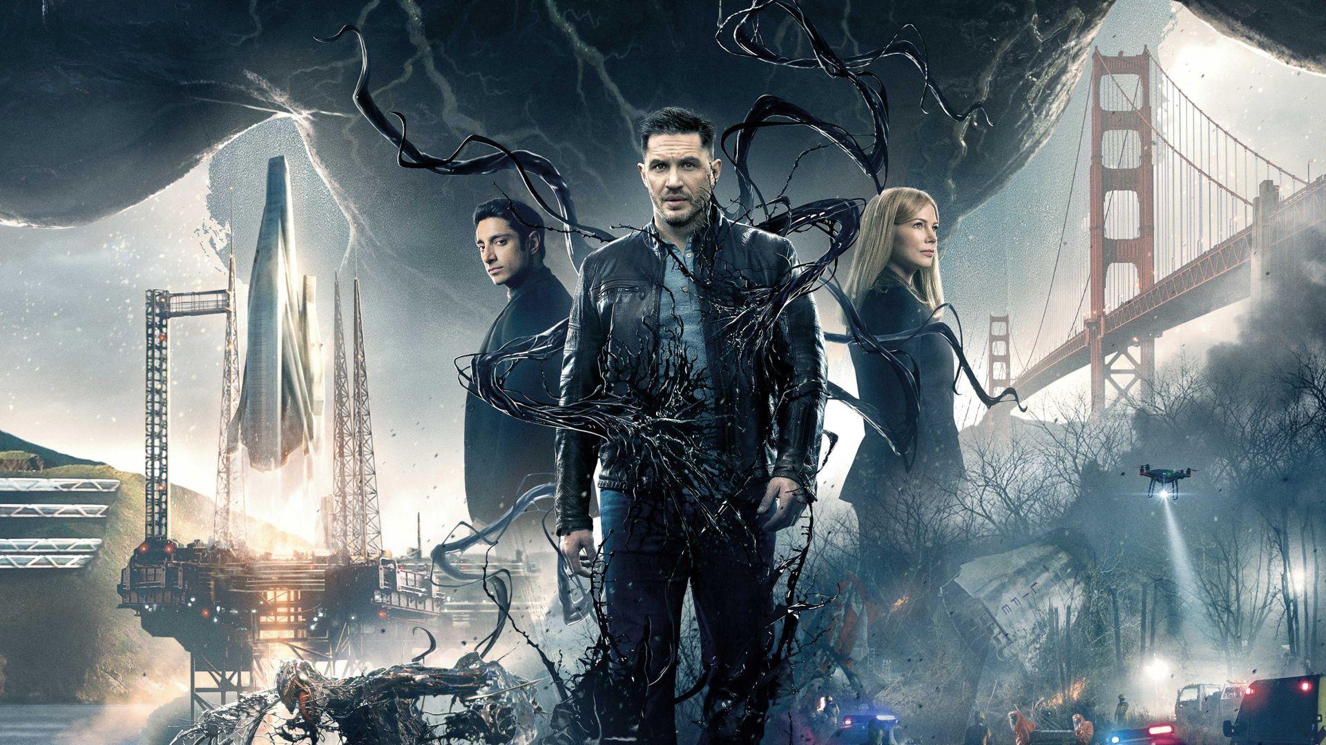 1920x1080 Downaload Venom, main cast, 2018 movie, poster wallpaper, 1920x1080