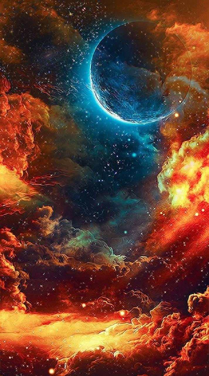 713x1280 Blue Moon Red Sky Wallpaper by Yazid_10. Galaxies wallpaper, Eyes wallpaper, Planets wallpaper
