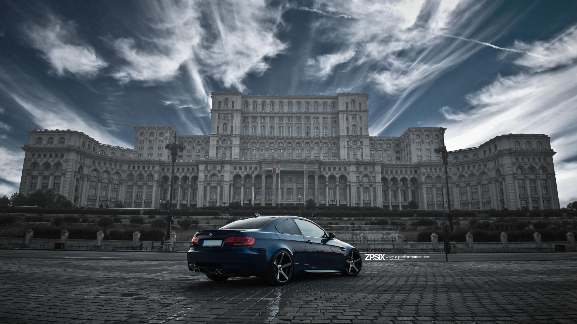 1920x1080 Download wallpaper: BMW E92 M3 in front of Palace of the Parliament 1920x1080