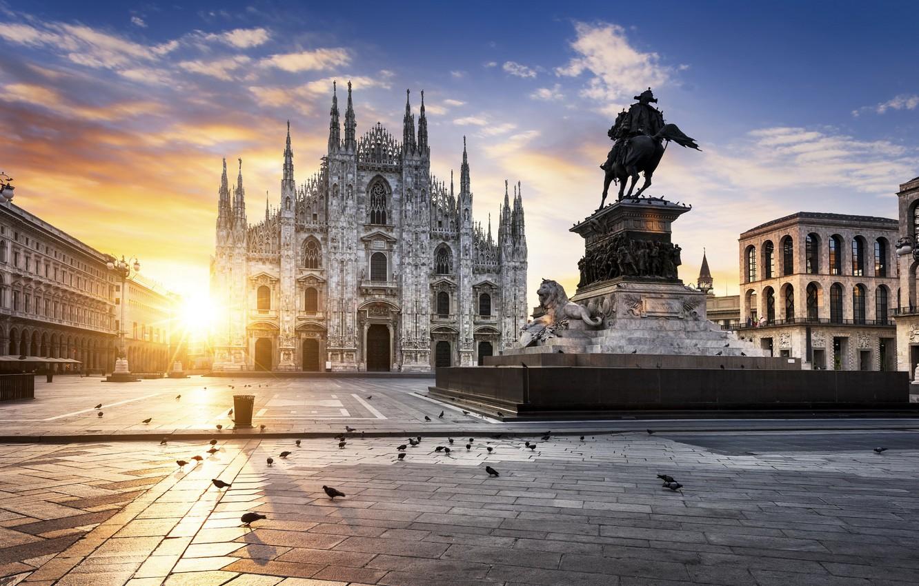 1332x850 Wallpaper the sun, the evening, Italy, monument, Milan, The Duomo of Milan, The Cathedral Of The Nativity Of The Virgin Mary image for desktop, section город