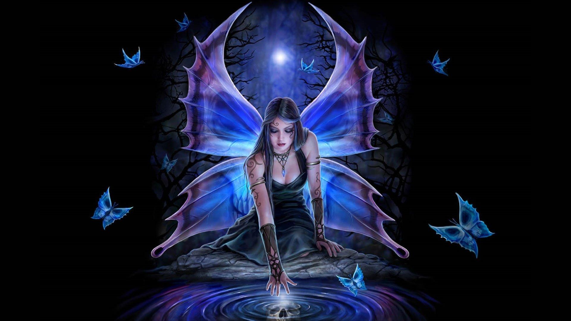 1920x1080 Fairy in Night Forest by Anne Stokes HD Wallpaper