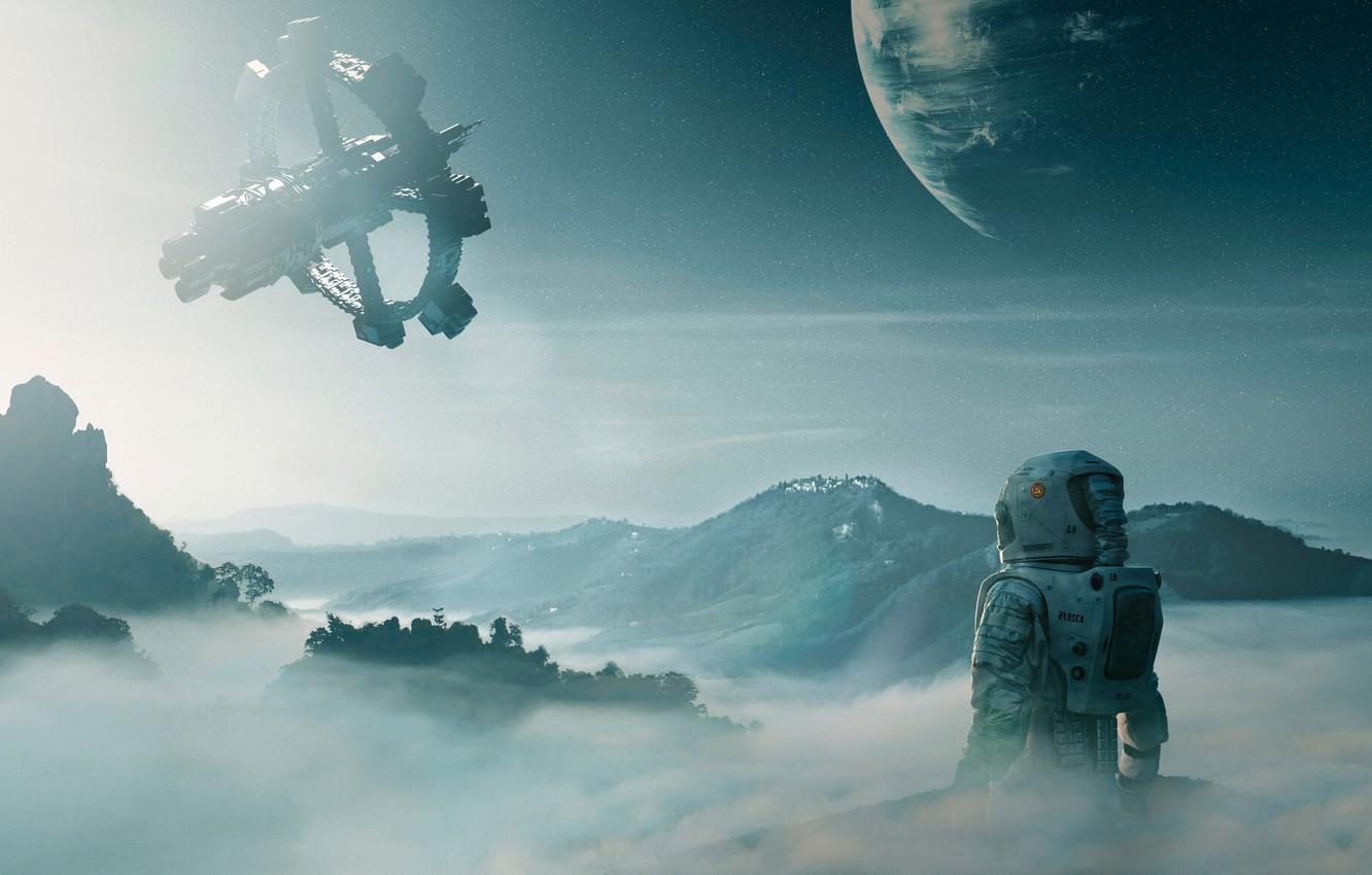 1332x850 Wallpaper The Suit, Station, Planet, Astronaut, Space, Landscape, Planet, Fiction, Sci Fi, Space Station, Science Fiction, Space Oddity, Environments, Space Station, By José Lemos Neto, José Lemos Neto Image For Desktop, Section космос